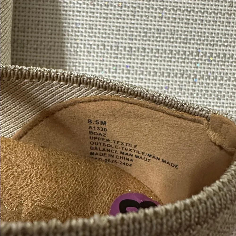 AEROSOLES 8.5 BOAZ Tan Gold Metallic Comfortable Knit Mary Jane Ballet Flats